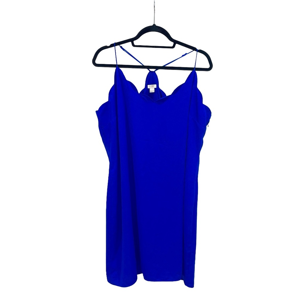 Scallop Neck Royal Blue Spaghetti Strap Dress